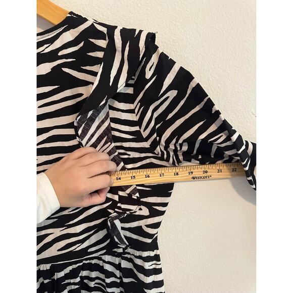 Ganni Women’s Zebra Animal Print Ruffle Modest Cotton Midi Dress Sz 38 (M) - Picture 7 of 9